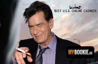 Charlie Sheen Smoking and Pointing