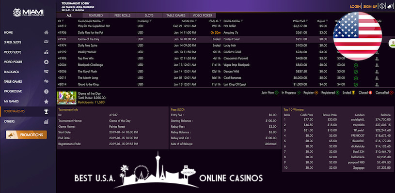 Miami Club Casino Slots Tournament Lobby