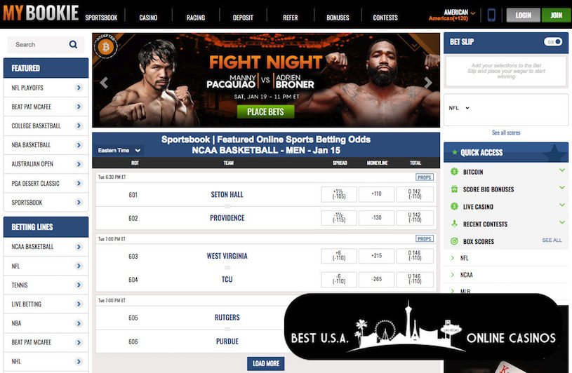 Screenshot of MyBookie Sportsbook Lines