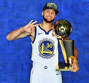 Steph Curry Posing with NBA Trophy