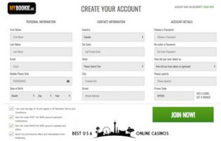 MyBookie Casino Join Form