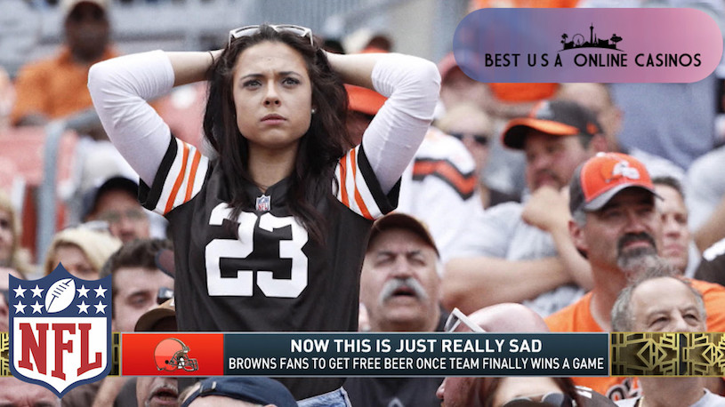 Sad Female Cleveland Browns fan in Crowd