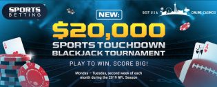 SportsBetting.ag Touchdown Blackjack Tournament for the 2019 NFL Season
