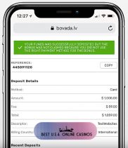 Step 7: Bovada Credit Card Deposit - Confirmation Message