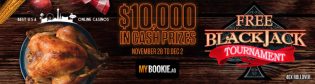 MyBookie Free Blackjack Tournament for Thanksgiving 2019