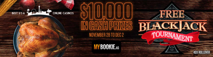 MyBookie Free Blackjack Tournament for Thanksgiving 2019