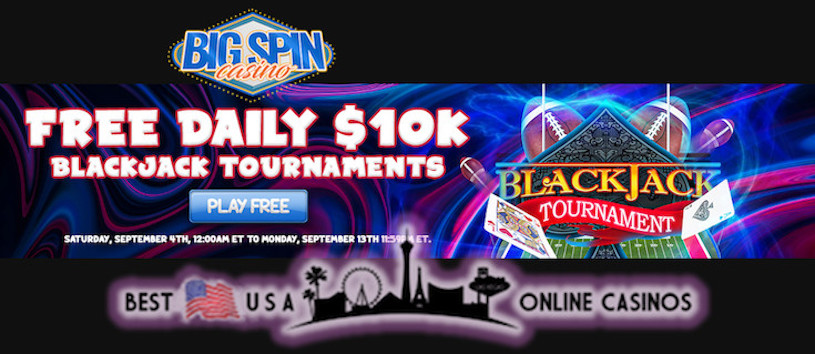 BigSpinCasino Free Daily $10k Blackjack Tournaments Running for September